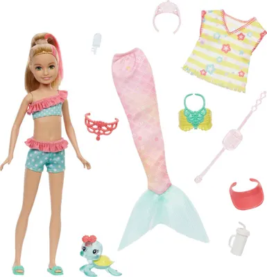 Produktbild von Barbie „Meerjungfrauen Power' Stacie Puppe mit Meerjungfrauenflosse, Haustier und Zubehör