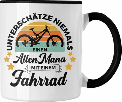Produktbild von Trendation - Fahrradfahrer Geschenk Tasse Spruch Rennrad Mountainbike Geschenkidee Radfahrer Rentner Rente (Schwarz)