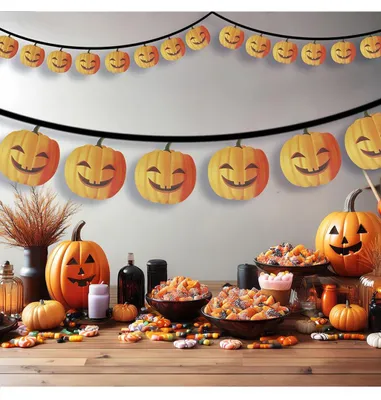Produktbild von Halloween Kürbis Girlande als kinderfreundliche Dekoration 3m