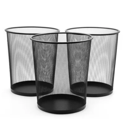 Image de BigDean 3 pièces Corbeille à papier noir 20L fil - poubelle bureau - poubelle papier de qualité pour la maison & le bureau