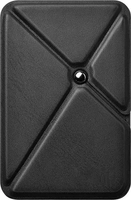 Produktbild von Magnetische Handyhalterung mit Kartenetui, MagSafe Ständer aus Kunstleder, 2-in-1 Kartenhalter für iPhone & Samsung, Schwarz