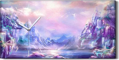 Produktbild von Wandbild Leinwand Bilder Wanduhr 60x30 Gemälde Abstrakte See Berge Himmel Wolken - weiße Hände