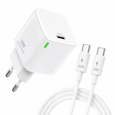 Produktbild von 30W + 60W Set USB C Ladegerät Kabel für Xiaomi Redmi Note 15 15c 15T 14 14T  13 12 11 Pro 4G 5G Pro Plus Lite USB-C Schnelladekabel Strom Stecker WEIß