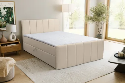 Produktbild von VENASI CLAUDINE Boxspringbett 180x200 mit 2 Bettkasten H2/H3 Matratze BEIGE Cosmic 10
