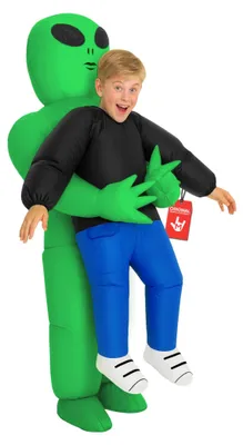 Produktbild von Morph Alien Kostüm Kinder, Aufblasbar, Halloween Kostüm, Gr. 128, Grün
