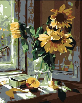 Produktbild von Diamondi - Diamond painting - SONNENBLUMEN IN DER VASE, 40X50 cm, mit Keilrahmen (bereits gespannt)