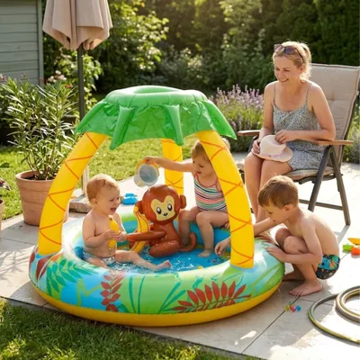 Zdjęcie produktu dla JILONG Monkey Baby Pool, Basen nadmuchiwany, Dorosły/dziecko, Zielony, 900 g, productTiles.product.images.aiGenerated