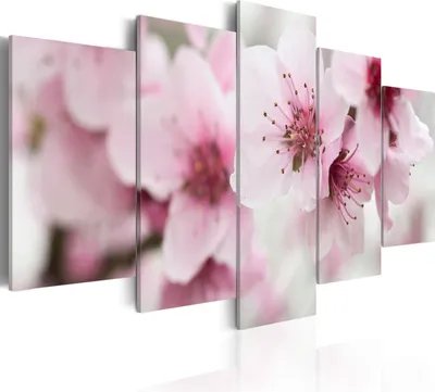 Produktbild von Leinwandbilder Blumen 200x100 cm Vlies Leinwandbild 5 tlg Kunstdruck modern Wandbilder XXL Wanddekoration Design Wand Bild - Kirschblüte Natur 030210-40