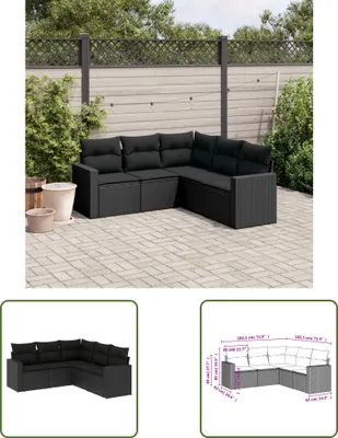 Produktbild von The Living Store 5-tlg. Garten-Sofagarnitur mit Kissen Schwarz Poly Rattan