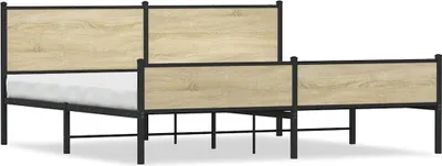 Produktbild von vidaXL Metallbett ohne Matratze Sonoma-Eiche 193x203 cm