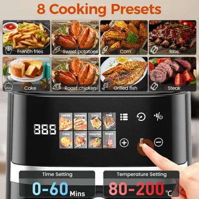 Produktbild von Heißluftfritteuse 5,5L 1350W Ölfreies Kochen 6-in-1 Multifunktion Timer Friteuse Schwarz