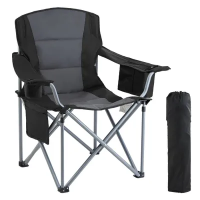 Produktbild von Faltstuhl - Klappstuhl mit Getränkehaltern & Armlehnen - 158 kg Belastbar, Anglersessel Schwarz - Faltbarer Anglerstuhl - inkl. Tragetasche Campingstuhl - Outdoor Regiestuhl - Tragbar