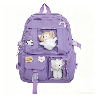 Produktbild von Mädchen Schulrucksack Schwarz – Leichter Rucksack mit großem Stauraum - Lila