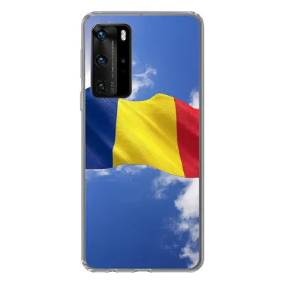 Produktbild von MuchoWow® Handyhülle Schutzhülle Hülle für Huawei P40 Pro Rumäniens Flagge weht am Himmel Silikon Softcase Handy Hülle - Schutz