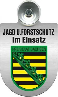 Produktbild von Einsatzschild für Windschutzscheibe incl. Saugnapf - Jagd + Forstschutz im Einsatz - Wappen nach Wahl - 309729- Color - Region Freistaat Sachsen
