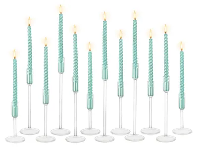 Imagen del producto de Soportes para velas de cristal transparentes, juego de 12, para decoración de mesas