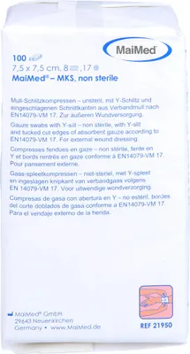 Produktbild von Schlitzkompressen 7,5x7,5 8-fach unsteril, 100 St KOM
