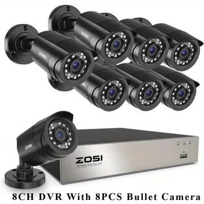 Image de Enregistreur de sécurité 4 en 1 - Système DVR - Surveillance vidéo - Enregistreur de caméras de surveillance - Compatible avec 8 caméras