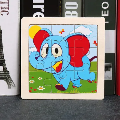 Obrázok produktu pre Detské drevené puzzle so slonom z rozprávky, 9 dielov