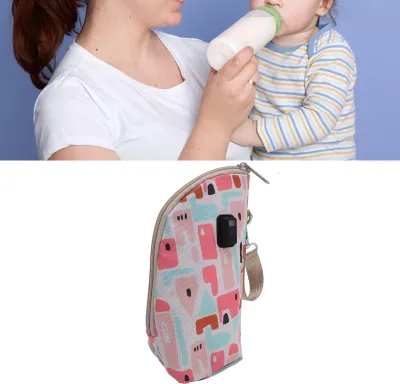 Produktbild von USB-Babyflaschenwärmer, 21 Gänge, Temperatur, wärmeisolierter Milchbeutel mit LED-Anzeige, Rosa