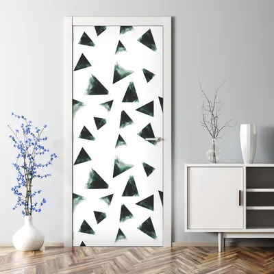Produktbild von Dekorative Türtapete selbstklebend Klebefolie Türposter Türaufkleber Doppeldreiecke Grün 70 x 200 cm