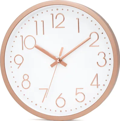 Produktbild von Intirilife Wanduhr in Rosé Gold - Weiß mit 30,5 cm Durchmesser - Praktische Zeitanzeige Chronometer stilvoll für jedes Zimmer