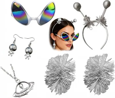 Immagine prodotto di Set di costumi - Set di accessori - Ideale per feste a tema - 5 pezzi - Taglia unica - Argento