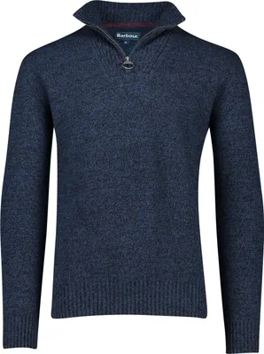 Image de Pullover Barbour col montant bleu uni laine