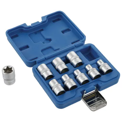 Image de BGS 6425 | Jeu de douilles profil E | 9 pces | 12,5 mm (1/2") | SW E10 - E24 | pour Torx extérieur
