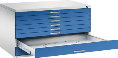 Produktbild von CP 7200 Planschrank lichtgrau, enzianblau 8 Schubladen 135,0 x 96,0 x 76,0 cm
