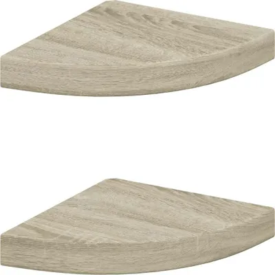 Zdjęcie produktu dla Narożne Półki Ścienne, 2 Szt., Kolor Dębowy, 25X25X3,8 Cm, Mdf Lumarko!