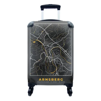 Produktbild von MuchoWow® Koffer Handgepäck Trolley Rollkoffer Kleine Reisekoffer mit 4 Rollen - Arnsberg - Stadtplan - Gold - Karte - Deutschland - Cabin Size < 55x40x23 cm & 55x40x20 cm - Fotokoffer - Kabinenkoffer - Boardgepäck - Reise-Box - Reisekoffer - Reisegepäck - Koffer mit Bild - Trolley für Kinder