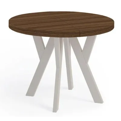 Produktbild von Runder Ausziehbarer Tisch für Esszimmer, PERO, Loft-Stil, Skandinavische, Durchmesser: 100 / 150 cm, Farbe: Franklin Nuss / Kaschmir
