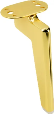 Zdjęcie produktu dla Noga meblowa w stylu loft wykonana z metalu w kolorze błyszczącego złotego chromu, wysokość 18 cm, z antypoślizgową podstawą, idealna do nowoczesnych wnętrz i mebli tapicerowanych.