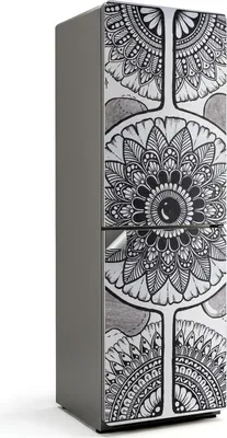 Produktbild von Blumen-Mandala-Muster – Kühlschrank Aufkleber – Klebefolie Kühlschrank – Kühlschrank Dekor – Kühlschrankfolie selbstklebend – Küchen Dekoration – 60x180 cm
