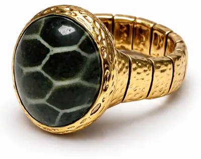 Produktbild von Ring Dschungel in matt gold, mit Snake-Print von collezione alessandro