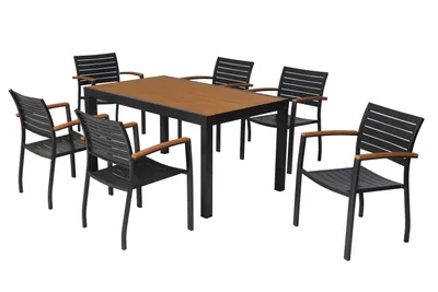 Obrázek produktu pro Sada zahradního nábytku Merxx Astros, 7dílná, 6 stohovatelných křesel, stůl 150 x 90 cm – hliník/plast
