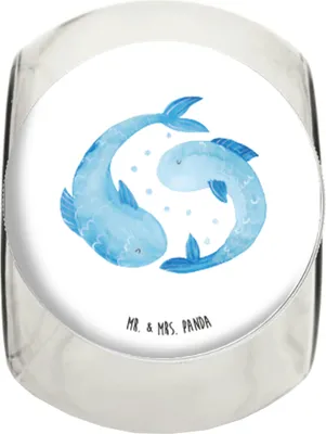 Produktbild von Mr. & Mrs. Panda Süßigkeiten Glas Sternzeichen Fische L 870ml - Weiß - Geschenk, Geburtstag Februar, schraubglas, Lebensmittelbehälter, Kaffeedose, Vorratsdose, Dekoglas