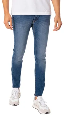 Produktbild von Jack & Jones 12166854, Blau, Jeans, Baumwolle, Elasthan, Polyester, Nicht bleichen, Natürliche Trocknung, Schonwaschgang (40°C)