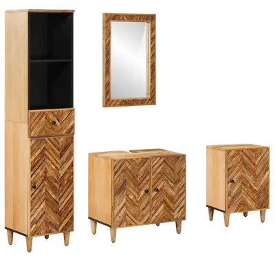 Image de vidaXL Ensemble de 4 meubles de salle de bain en bois massif de mangue