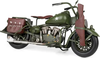 Image de Moritz Décoration en tôle Moto militaire verte Décoration en tôle Modèle réduit de voiture Rétro Pièce de collection Vintage Décoration Nostalgie Style antique
