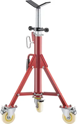 Produktbild von Modell 1107A Einklappbare Rohrstütze mit V-Kopf, Rohrstütze mit 400 kg Gewichtskapazität / 0,32 - 30,48 cm Rohrkapazität, Rohrständer 71 - 131 cm verstellbar, Rohrbock Stahl mit Rollen
