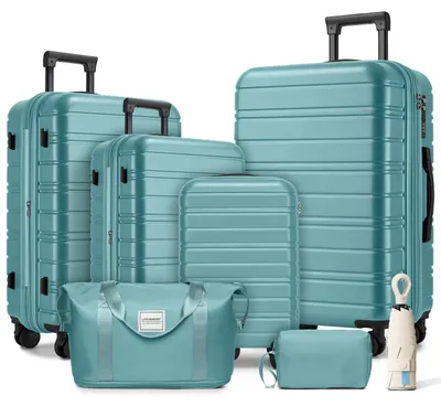Produktbild von Reisegepäck-Set 6-teilig, Hartschalenkoffer, erweiterbar, Rollen, 48 x 31 x 78 cm, Blau