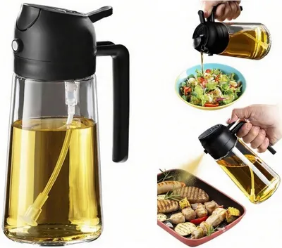 Produktbild von 2 in 1 Ölsprüher für speiseöl, 470ml Öl Sprühflasche lebensmittelecht,Ölspray zum Kochen,Hochwertiger Öl Zerstäuber,Ölsprühgerät