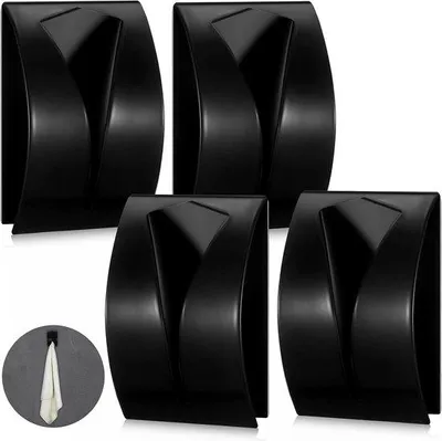 Productafbeelding van Badkamer set - RVS - 4-delig - Zelfklevend - Handdoekhouder - Theedoekhouder - Handdoekclip - Wandhouder - Keukenwandhouder - Zwart