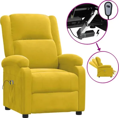 Image de vidaXL Fauteuil de massage électrique jaune velours