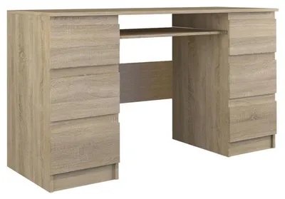 Image de Bureau informatique – Table de travail – Bureau – Bois de chêne Sonoma – 6 tiroirs – Plateau pour clavier