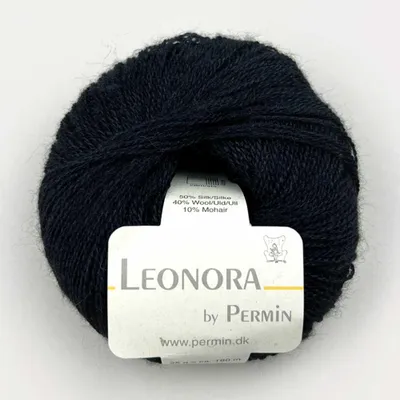 Zdjęcie produktu dla Leonora by Permin – elegancka przędza z jedwabiu, wełny i moheru (28, kolor czarny)