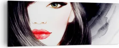 Produktbild von Bild auf Leinwand - Leinwandbild - Frau Gesicht - 140x50cm - Wand Bild - Wanddeko - Wandbilder - Leinwanddruck - Bilder - Kunstdruck - Wanddekoration - Leinwand bilder - Wandkunst - AB140x50-3779