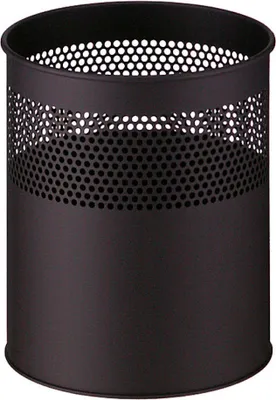 Produktbild von Runder halbperforierter Papierkorb aus Metall | 15 Liter, HxØ 32x26cm | Schwarz